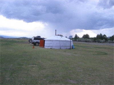 Gers get shifted around occasionally. Notice the gravel bed to the right. The terrain, even within a small area of Mongolia, is so varied.