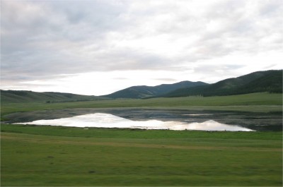 Mongolian pond at dawn.