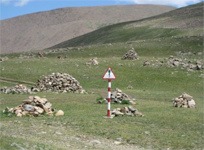 Mongolians build these rock shrines everywhere.