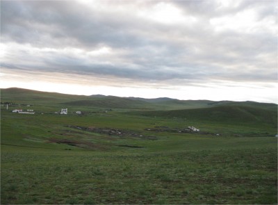 Small town at sunrise.