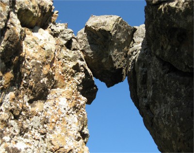 Another look at this rock stuck between two larger rocks, and the problem to reach it.