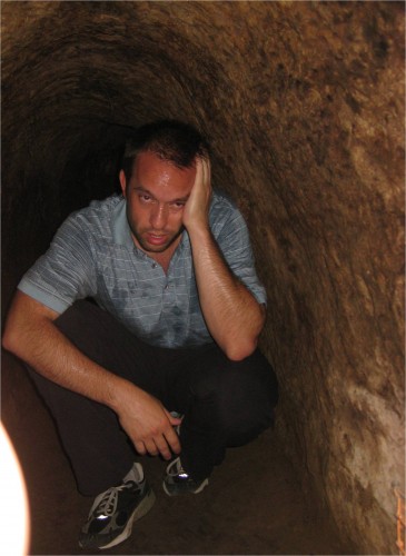 Vietnam is hot and humid. These underground tunnels offer no cooling, as I thought they would. Many of the off limits tunnels are allegedly smaller than these offered up for tourists. Vietcong lived, planned, ate, received education and medical care, and died in these tunnels. Many lived in these tunnels for years. Are there Laws of War against torturing yourself?