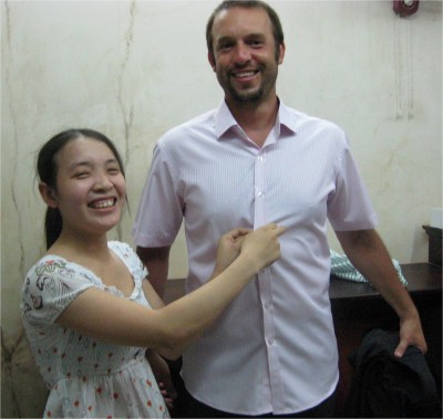 After a long day in the sun, I returned to the tailor to try on the shirt that I ordered only 24 hours prior. It fit! I picked the fabric, the collar type, sleeve length, andcut of the bottom. These tailors in Hoi An are so good that you can bring in a picture of your favorite designer clothes, and they will have a fitted, quality replica to you in hours. The cost? Low. Shirts are about $10-15, pants $15-30, suits can be had for as low as $100, and dresses $20 and up to over $100.