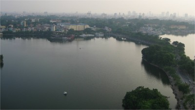 A fellow American at the US Embassy told me where the best view of the city can be seen. I went there and took this picture. The body of water, Trúc Bạch Lake, is where Senator John McCain landed in his parachute several decades ago.
