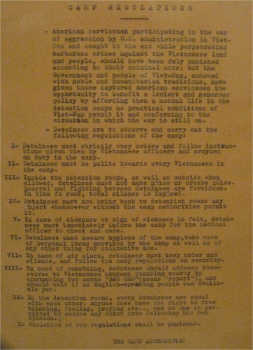 Vietnam War POW rules.