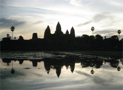 this is what everybody stands around waiting for: sunrise. I took in one Angkor sunrise and three sunsets.