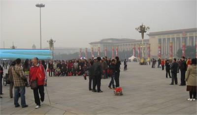 Tiananmen Square, my first stop. In my very short stay in china (7 hours), I was very impressed with how modernized people and infrastructure were. I was surprised to be one of the very few Western tourists. The large majority of people on the subway and at the tourist sites were Chinese. I imagine places like the Great Wall have Mecca-like status for Chinese. Take a look at the blurriness of the sky. For once I can pass blame to something other than my camera and photographic skills...that blurry sky is Beijing smog, some of the worst in the world.