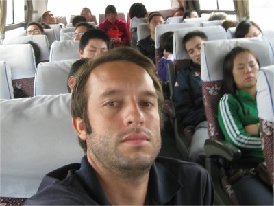 Somehow all the Chinese tourists could sleep on the hourlong bus ride to the Great Wall. I was exhausted from all my sprint tourism, but managed to stay awake for this picture.